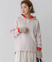 ダブルフェイスプルオーバー ニット フーディー