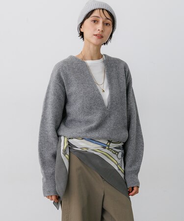 フェルティ キーネック ニットチュニック