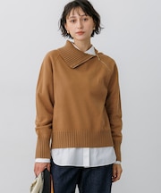 ボイルドウールコンビ ジップデザイン ニット