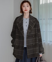 【見上愛さん着用】MANTECOPureリバーチェック ショートコート
