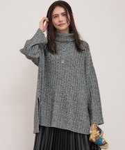 【SLOW/一部店舗限定】ウールベーシック ワイドリブ タートルネック ニット