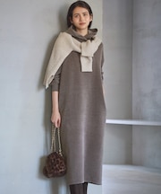 【SLOW/一部店舗限定】ベロアライク ニット フーデット ワンピース