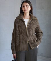 【SLOW/一部店舗限定】アランケーブル ジップアップ ニットアウター