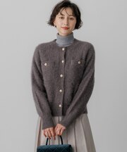フォックスカシミヤファー ゴールドボタン カーディガン