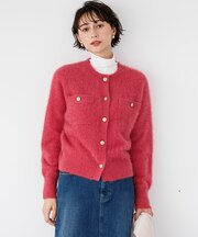 フォックスカシミヤファー ゴールドボタン カーディガン