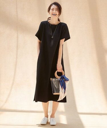 【洗える・シワになりにくい】リネンライクカラードレス