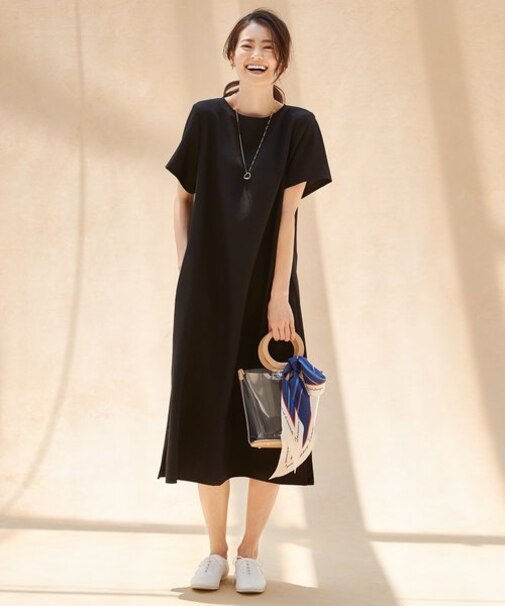 【洗える・シワになりにくい】リネンライクカラードレス