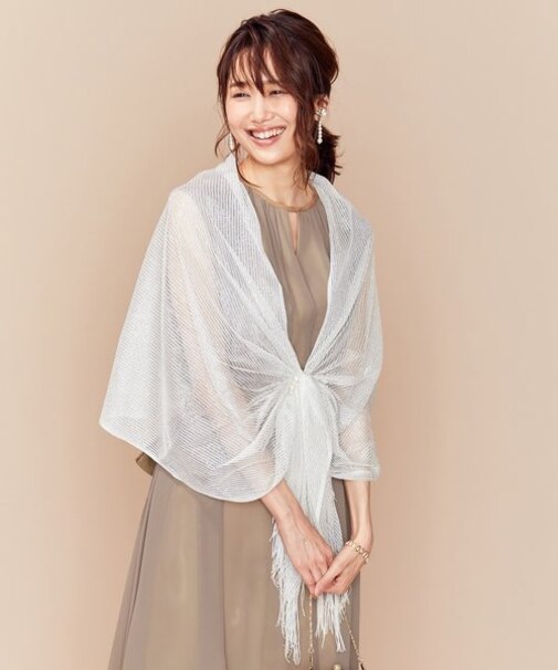 【結婚式やパーティーに】シルクラッセルフリンジ ストール
