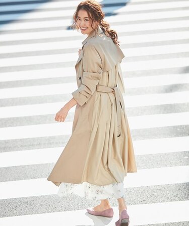 C/Nyソフトタンブラー バックシャントレンチコート