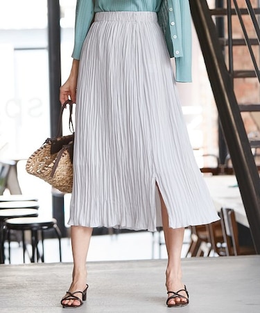 【洗える】ワッシャーカラープリーツ スカート