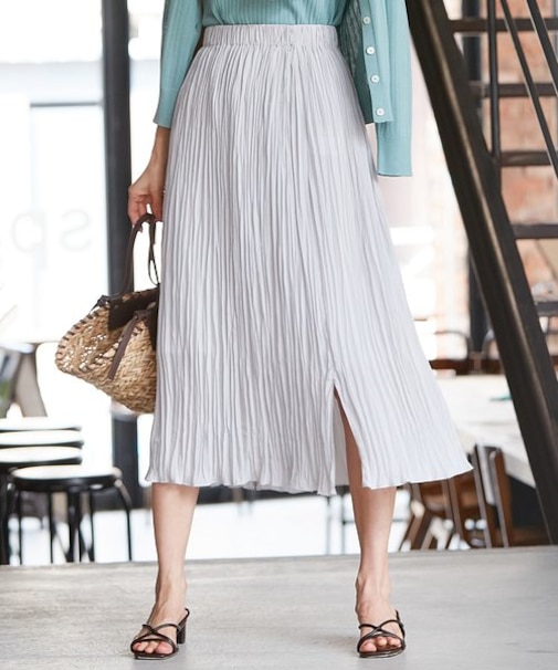 【洗える】ワッシャーカラープリーツ スカート