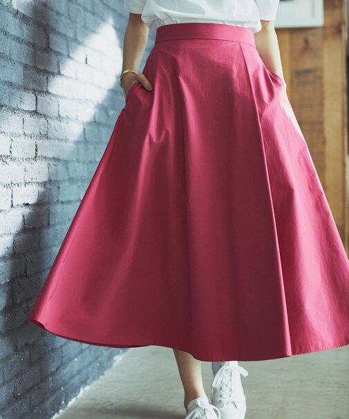 【洗える】タフタ フレアスカート