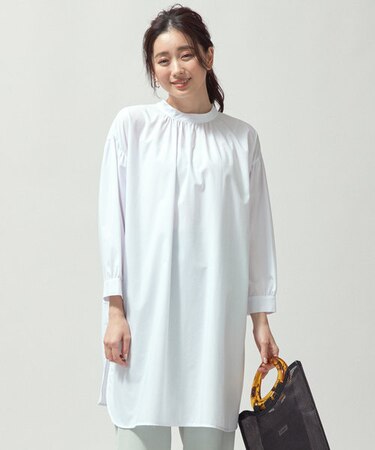 【前後着用】JFバンブー混ローン チュニック ブラウス