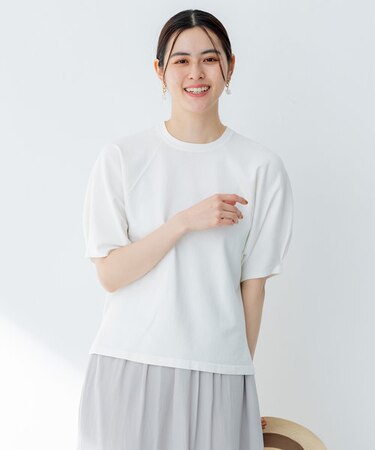 【洗える・サマーニット】コットンハイゲージ ニットTEE