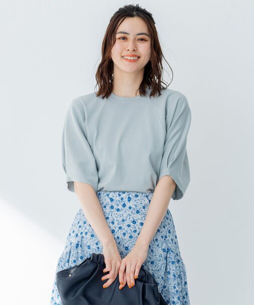 【洗える・サマーニット】コットンハイゲージ ニットTEE