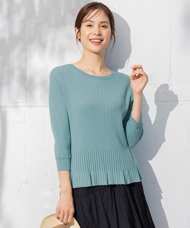 【洗える】レーシーパターン ニット