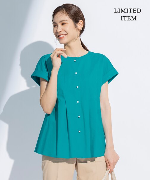 【WEB限定】コットンシルクローンタック ブラウス