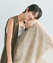 【WEB限定カラーあり】ツイードチェックチュールプリント スカート