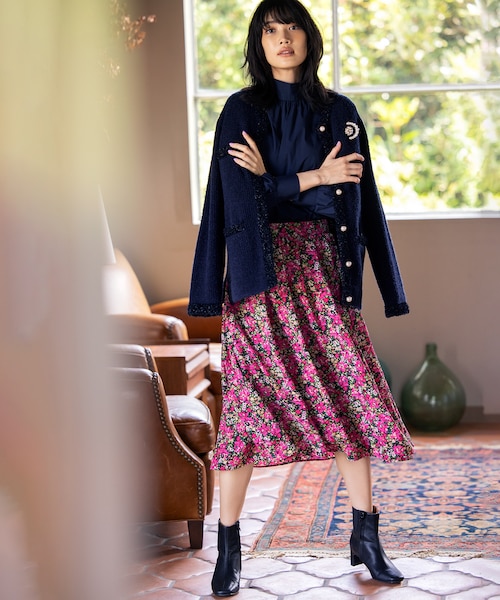 フラワープリントスカートのみ セット着用可】フラワープリントツイル スカート｜クミキョクの通販