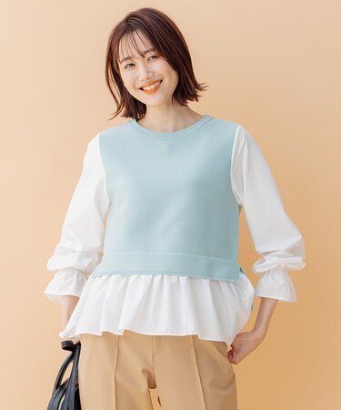 スポンディッシュシャーティングレイヤード ニット