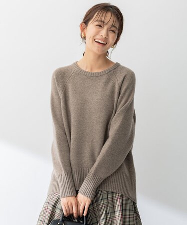 【洗える】カシミークルーネック ニット
