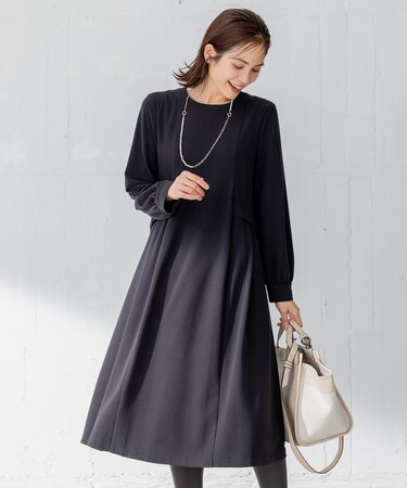 【WEB限定】ウォームジョーゼット タックワンピース