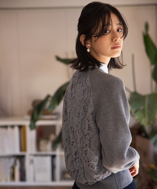 【選べる8色展開・春まで使える！】バックレースカラー ニット
