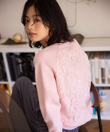 【選べる8色展開・春まで使える！】バックレースカラー ニット