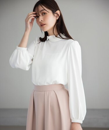 【VERY掲載・KUMIKYOKU NAVY】スタンドフリルTEEブラウス