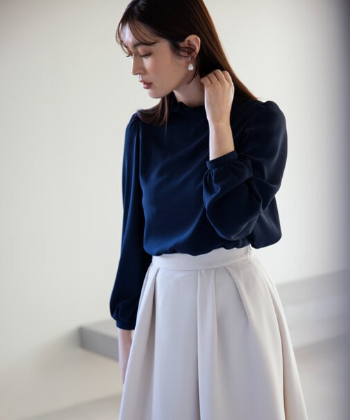 【VERY掲載・KUMIKYOKU NAVY】スタンドフリルTEEブラウス
