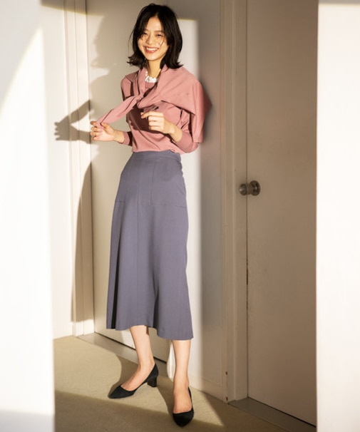 【洗える・ウエストゴム仕様】2WAYストレッチ スカート