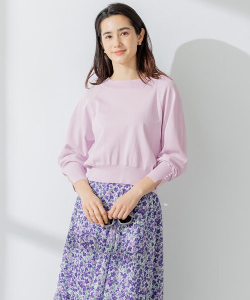 【パールボタン付】ブーケカラーリラクシー ニット