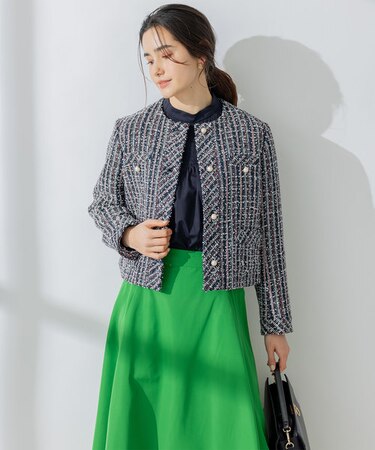 【パールボタン付き】マカロンツイード ジャケット