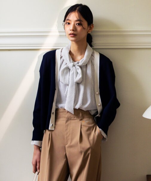 【アンサンブル対応可】CHAIニット バイカラーカーディガン