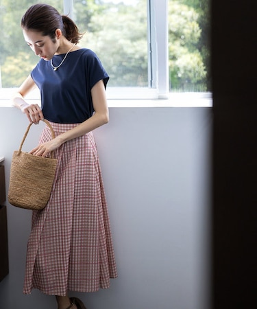 【洗える】シアーチェック スカート