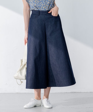 【洗える】デニムライクギャバ パンツ