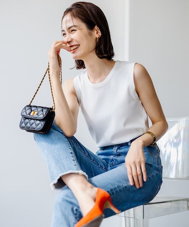 【洗える・アンサンブル対応】MINAノースリーブ ニット