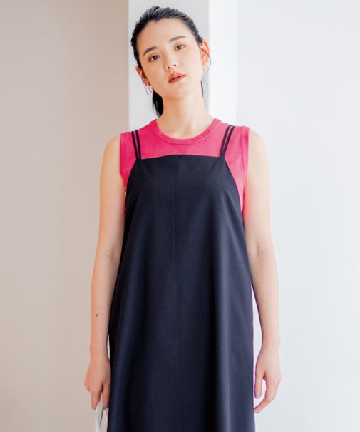 【洗える・アンサンブル対応】MINAノースリーブ ニット