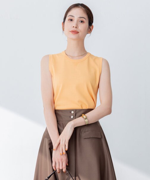 【洗える・アンサンブル対応】MINAノースリーブ ニット