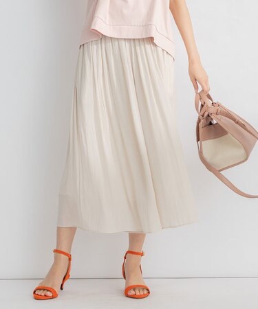 【ウエストゴム・WEB限定】シアープリーツライクシフォン パンツ