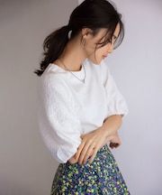 【洗える】レリーフスリーブジャージー カットソー