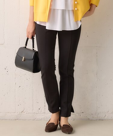 【洗える・ウエストゴム仕様】ハイパワーストレッチサイドスリット パンツ