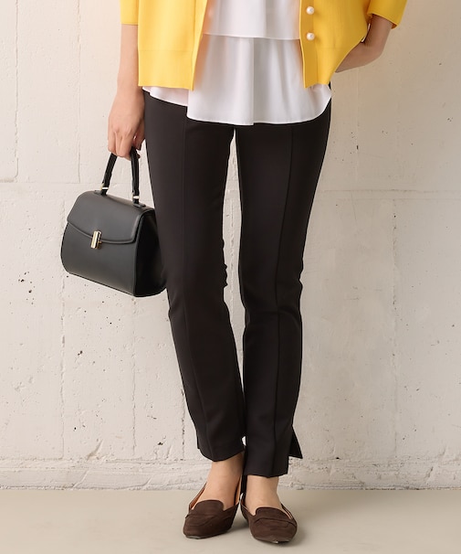 【洗える・ウエストゴム仕様】ハイパワーストレッチサイドスリット パンツ