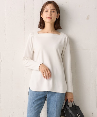 スクエアネックテール ロングTシャツ