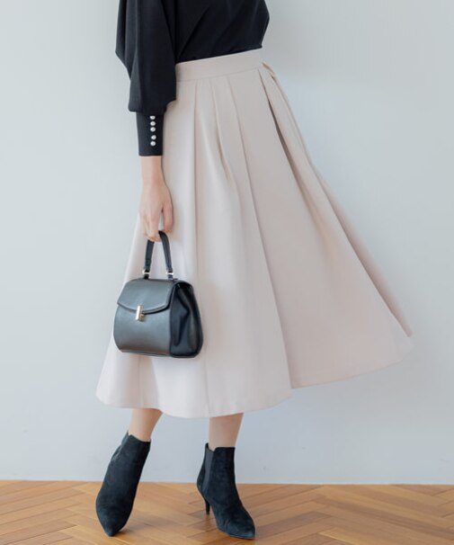 【洗える・4色展開】ウーステッドライクギャバ スカート