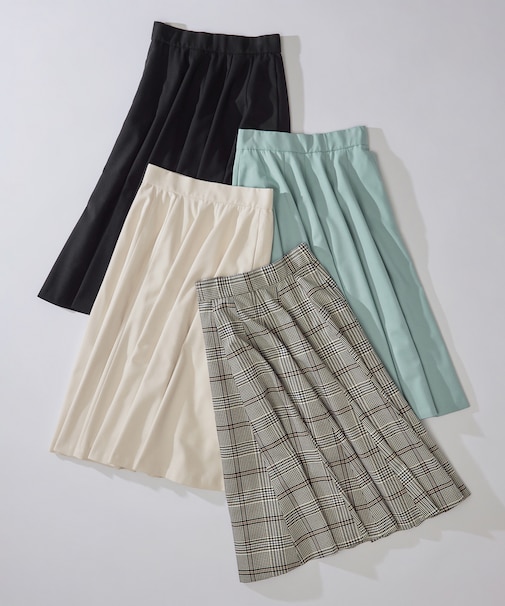 【飯豊まりえさん着用・Oggi12月号掲載・選べる6色展開】T/Rツイルストレッチ フレアスカート