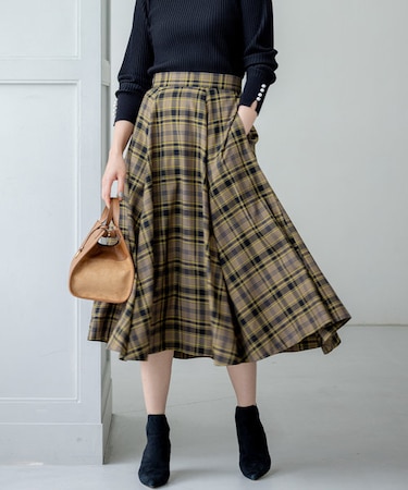 シアーツイルチェック フレアスカート