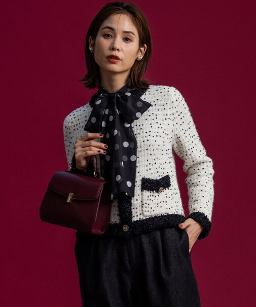 【組曲×setsuko sagittaire】サジテール釦ツイードニットジャケット