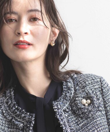 ツイードパールコサージュ