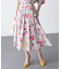 ピオニーシフォンプリント フレアスカート